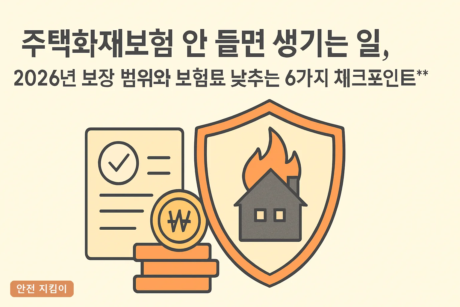 주택화재보험 안 들면 생기는 일, 2026년 보장 범위와 보험료 낮추는 6가지 체크포인트**