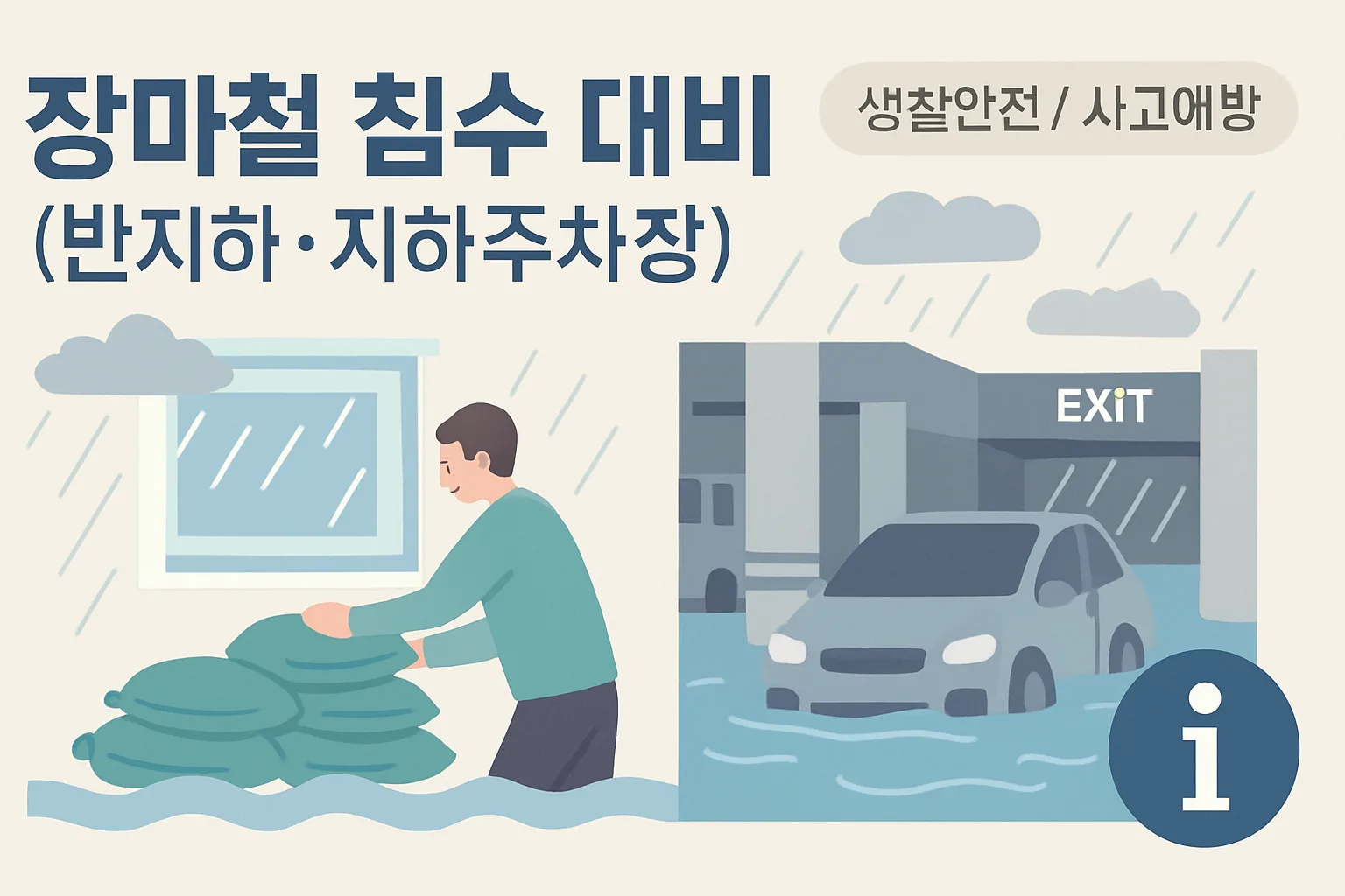 차 빼러 지하주차장 내려가면 안 되는 이유 (장마철 침수 실제 대응법)**