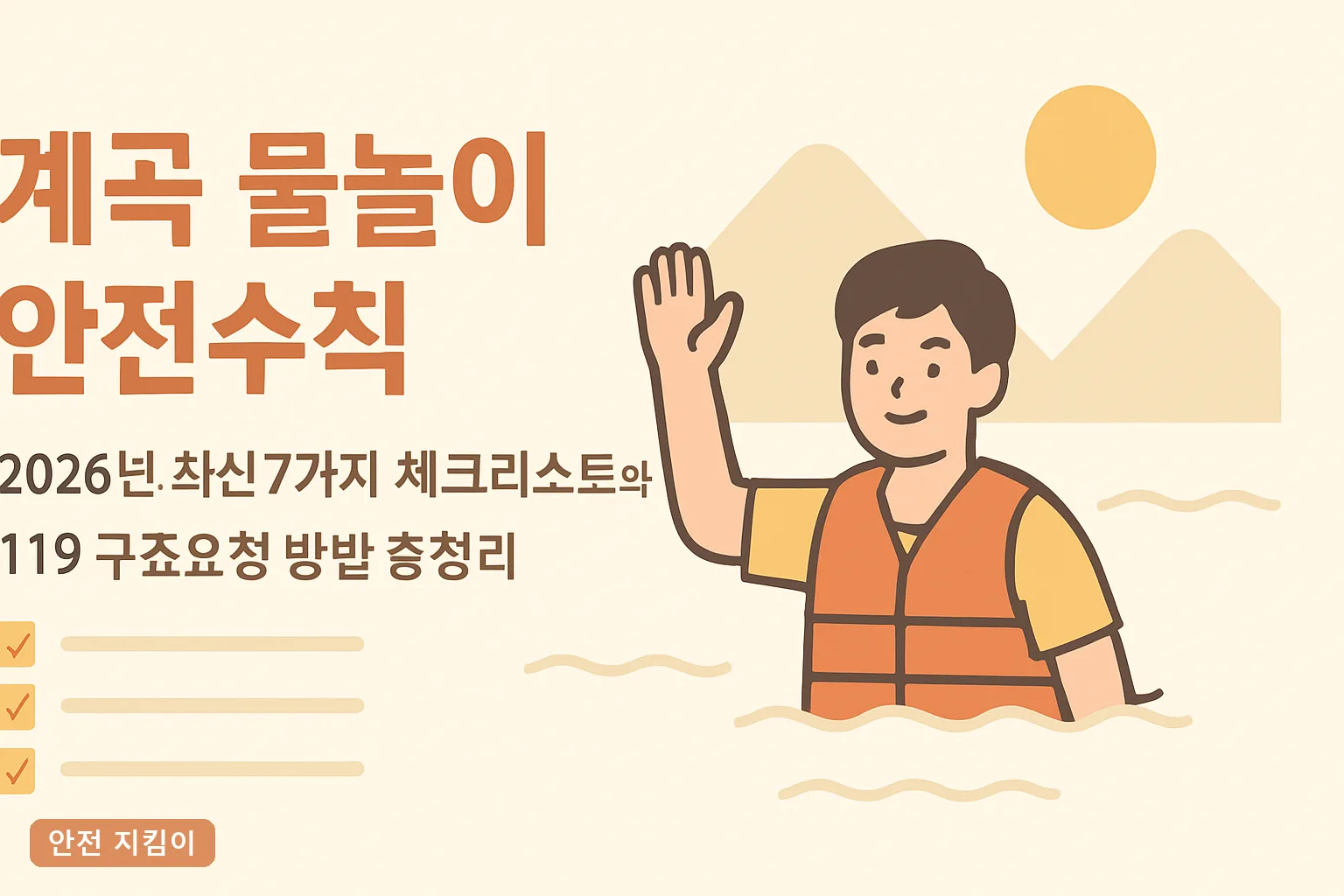 계곡 물놀이 안전수칙 2026년 최신 7가지 체크리스트와 119 구조요청 방법 총정리