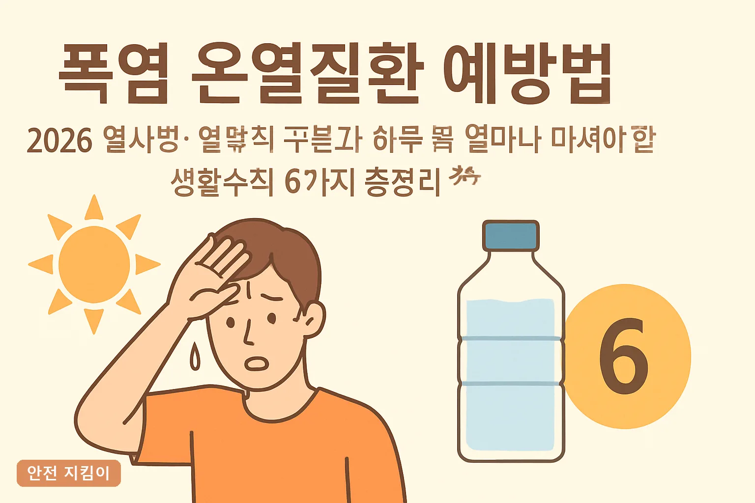 폭염 온열질환 예방법 2026 열사병 열탈진 구분과 하루 물 얼마나 마셔야 할까 생활수칙 6가지 총정리**